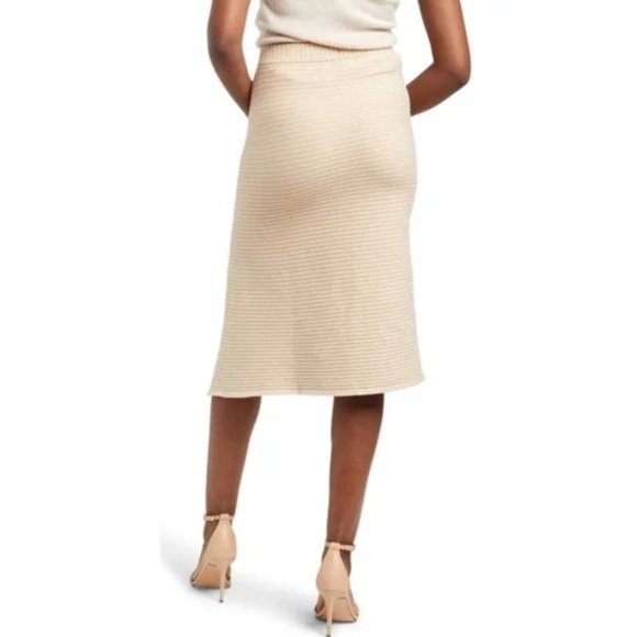 Naadam Asymmetrical Ribbed Knit Midi Skirt - Picture 2 of 5